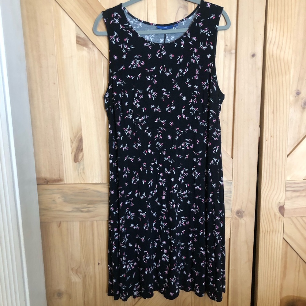 Apt. 9 Black Floral Sleeveless Midi Dress Size. 1X